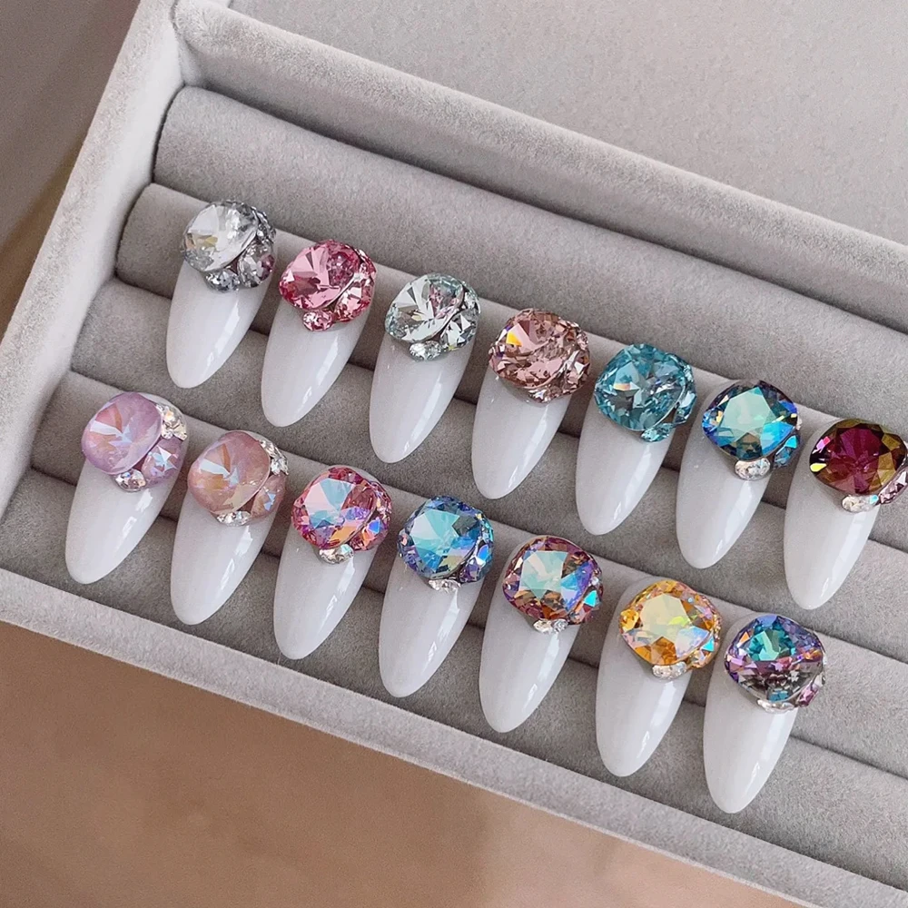 10 штук 8 мм Кристаллические украшения из стекла с блестками в форме подушки разных цветов камни декора для ногтей 3D DIY аксессуары