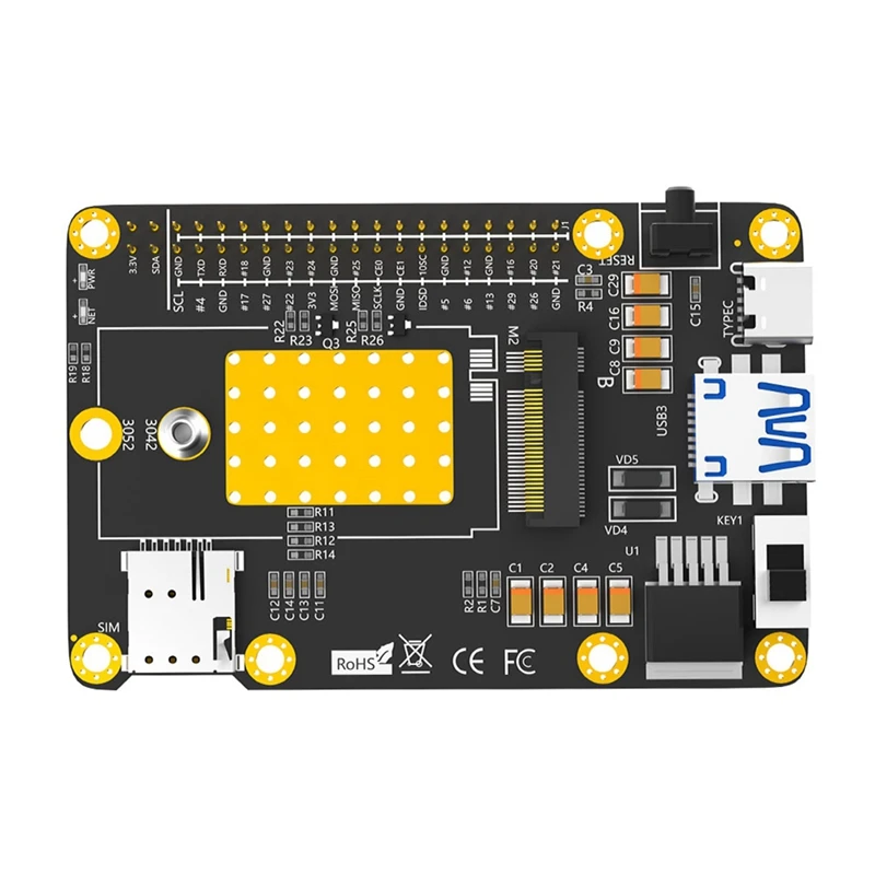 База 4G/5G HAT M.2 B Key To USB3.0 Карта расширения со слотом для SIM-карты Raspberry Pi 5 RM500Q RM500U GM800