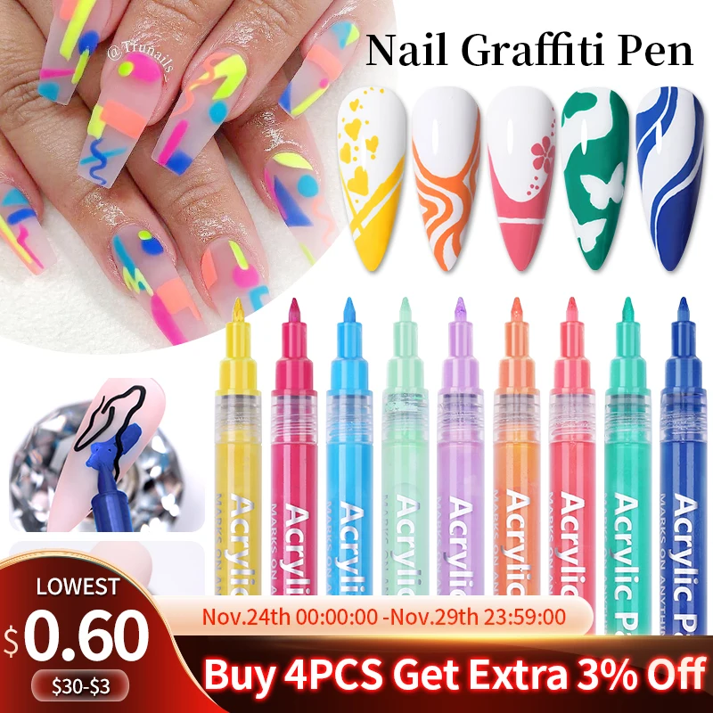 

1 Pc Waterproof Nail Art Graffiti Pen UV Gel Polish Design Dot Lines Sketch Painting Detailing Brushes DIY Nail Art Adorn Tools