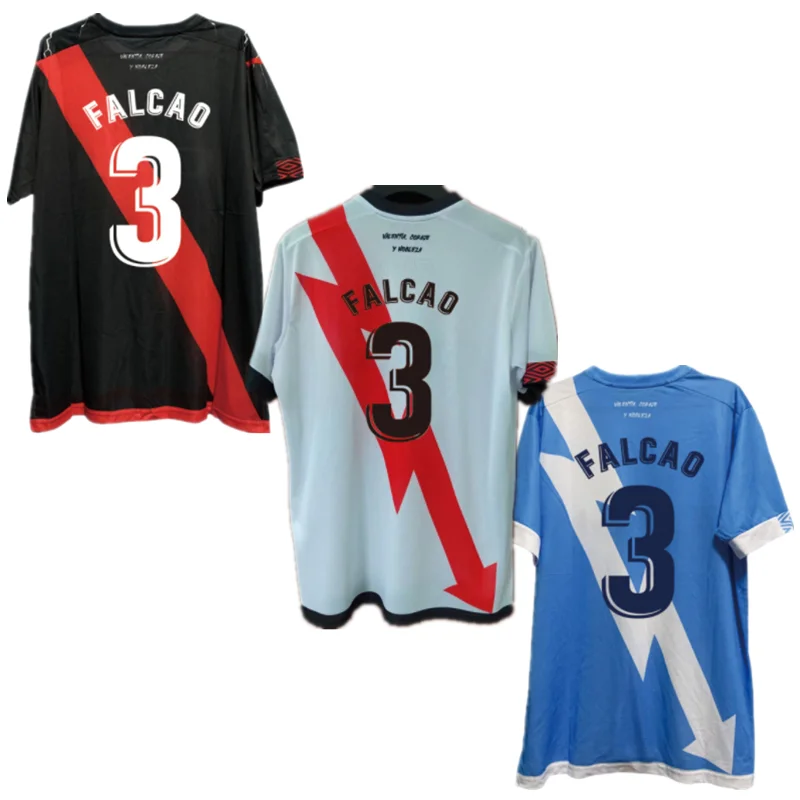 

New 2021 2022 Rayo Vallecano Home Away Men's T-Shirt ISI SANTI C.V. FALCAO #3 High Quality Adult and Kids Football Shirts Set