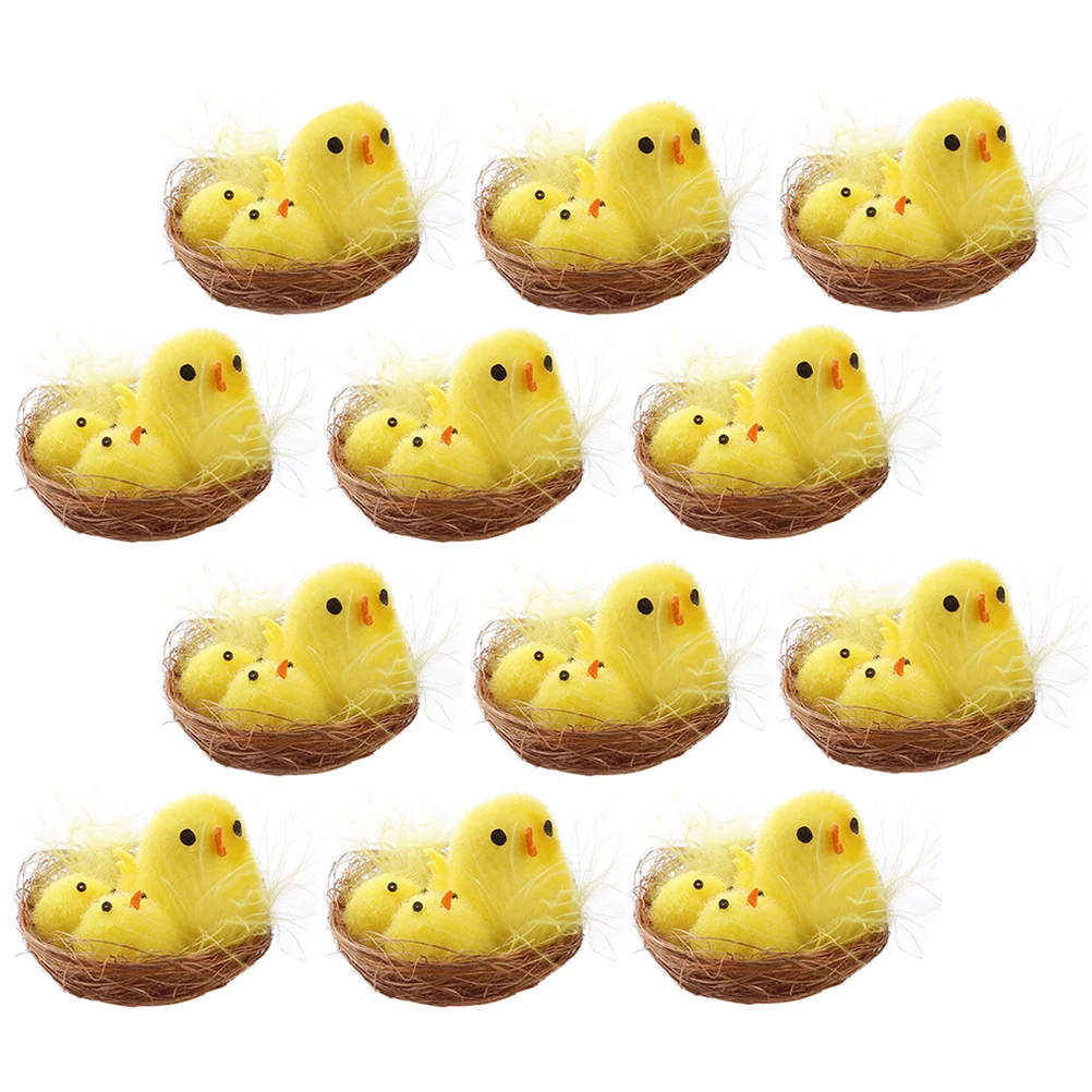 

Easter Chicken Chick Chicks Mini Figurines Toy Animal Decor Stuffed Tiny Fluffyegg Figurine Decorations Toys Party Baby Prop