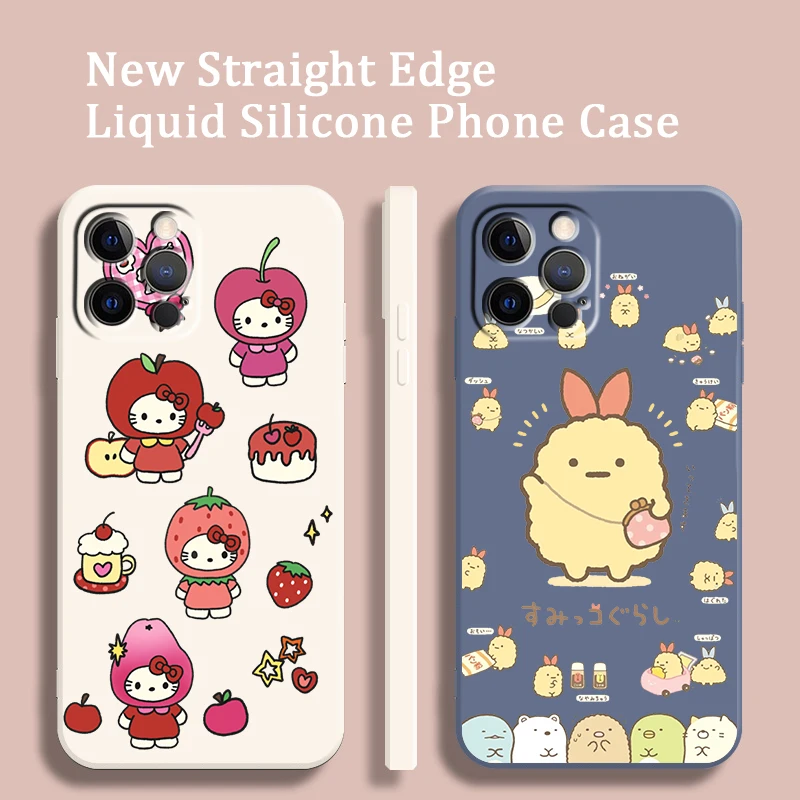 

Hello Kitty Sanrio Cartoon Liquid Rope Cover Phone Case For Apple iPhone 14 13 12 Mini 11 XS Pro Max X XR Plus SE 2020 Funda