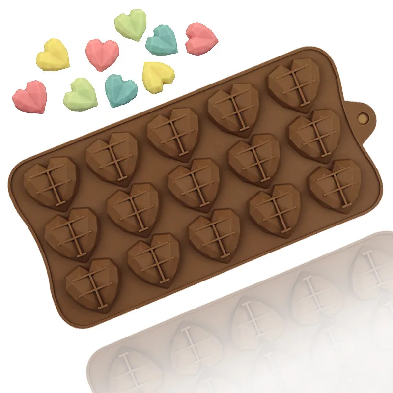 

Creative Heart Chocolate Molds 15 Cavities Silicone Mold DIY Cake Topper Accessories 3D Decoration Baking Moulds Tools
