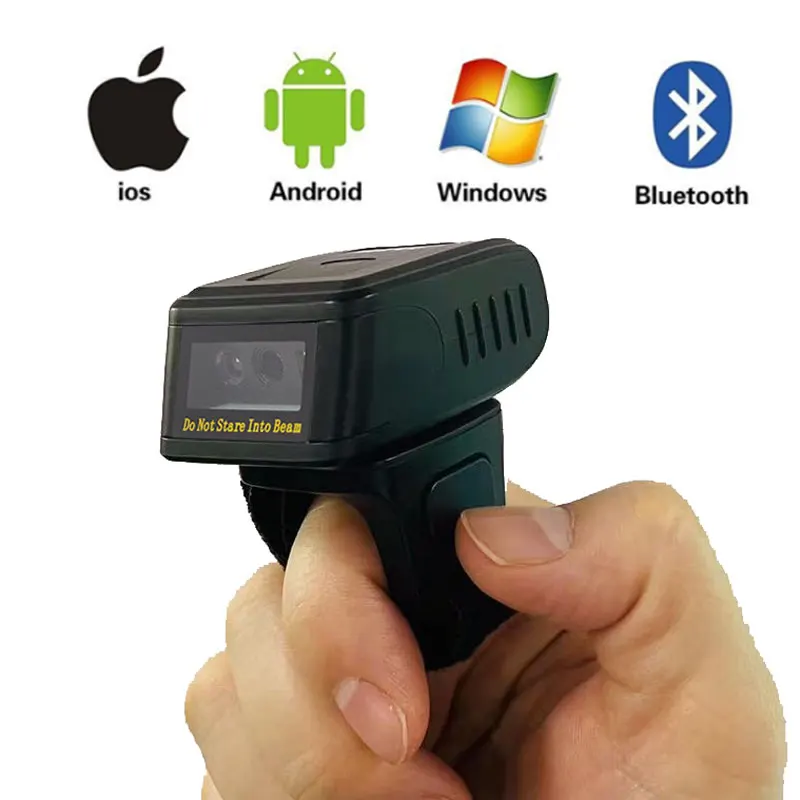 

Finger Ring Barcode Scanner Bluetooth Wireless 1D 2D Portable QR Code PDF Barcode Scanner Wearable Mini Bar Code Reader