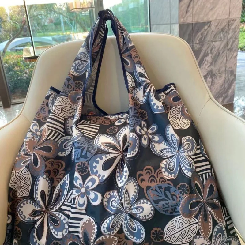 Large Large Capacity Oxford Cloth Supermarket Eco Bag Shopping Bag Waterproof Grocery Shopping Bag Clothes Bag Woven Handbag