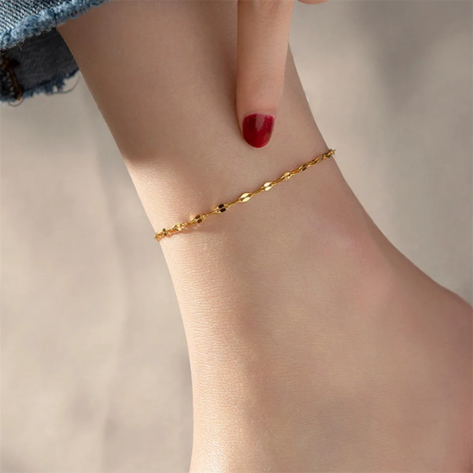 

GD Stainless Steel Fish Lips Chain Anklet For Women Summer Beach Foot Jewelry On The Leg Minimalist Anklets Female