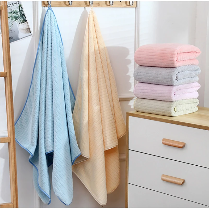 

70*140cm Microfiber Bath Towel Coral Velvet Super Absorbent Beach Towels Soft Quick Drying Body Wrap Shawl Bathrobe For Bathroom