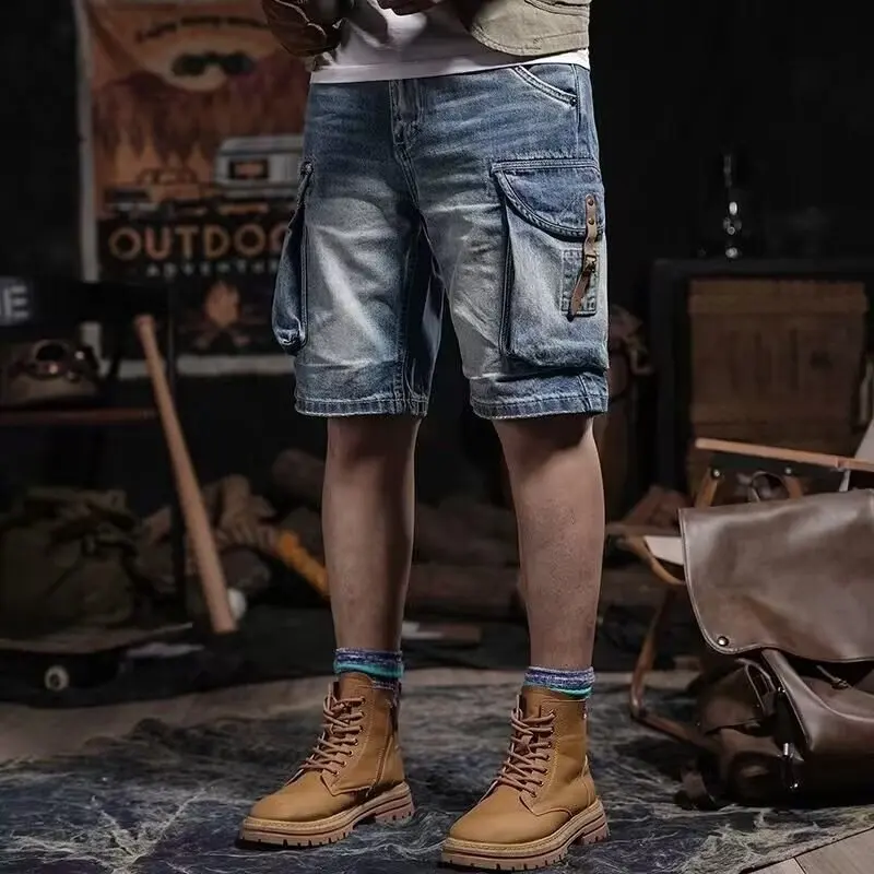 

Мужские шорты-карго с эффектом потертости в винтажном стиле