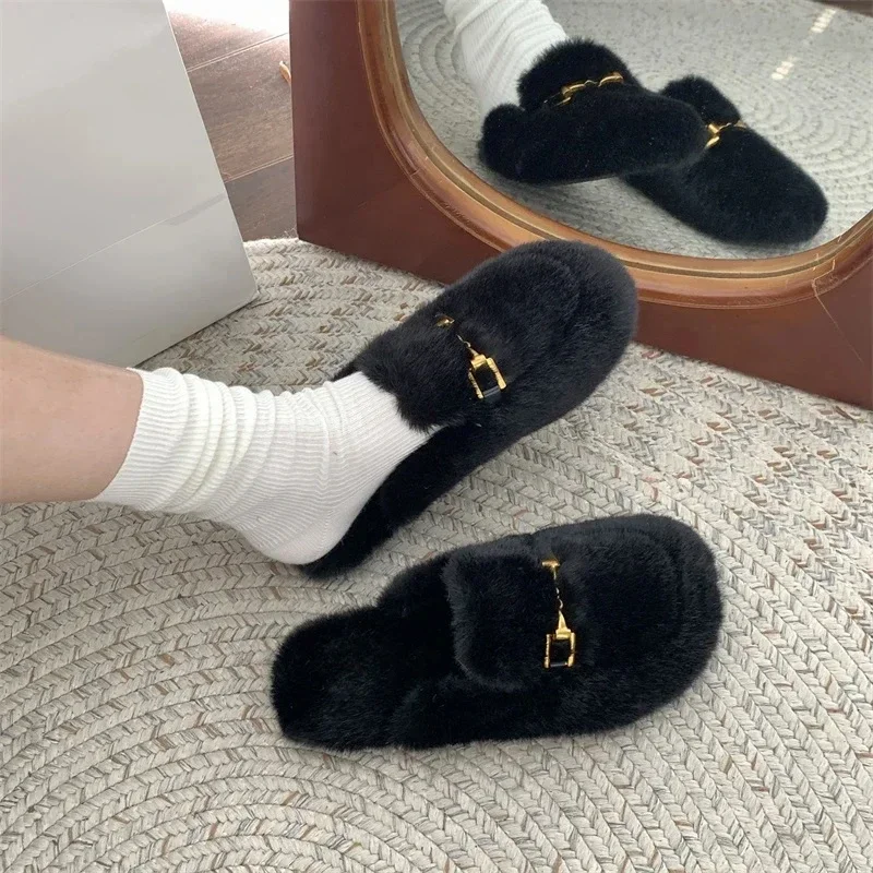 Женские плюшевые тапочки с одним ремешком цвет в ассортименте