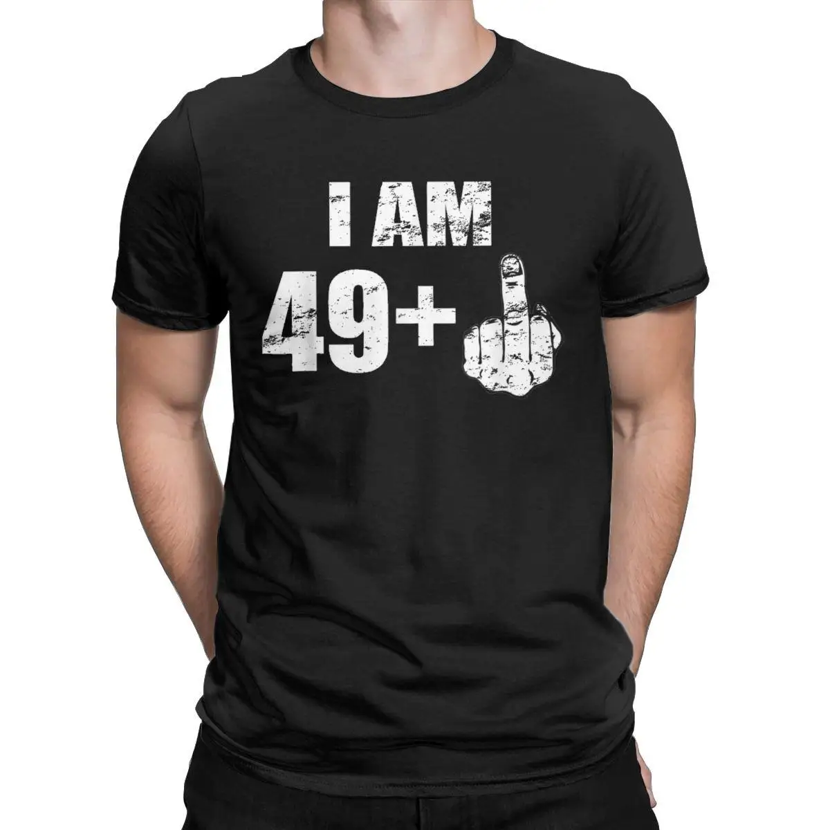 

Men's T-Shirt I Am 49 Plus Middle Finger Funny 50Th Birthday Gift Humor 100% Cotton Tees Pop Culture Punk T Shirt Tops Big Size