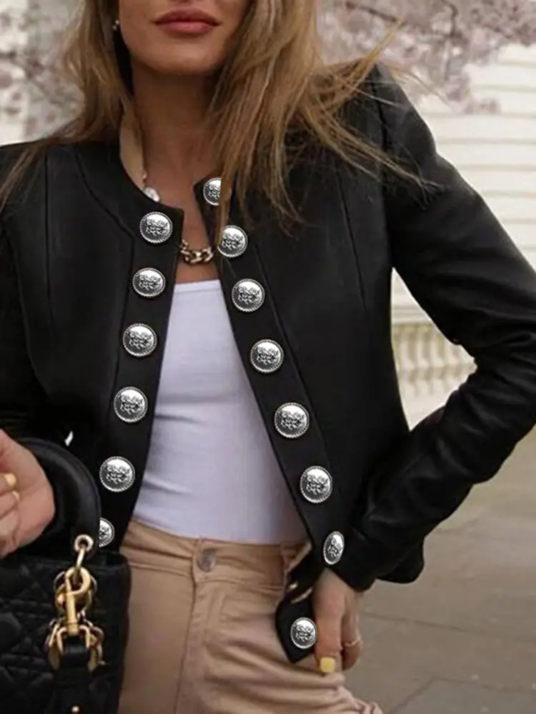 

VONDA Autumn Fashion Women Jackets 2022 Winter Long Sleeve Outerwear Casual Solid Color Office Coats Buttons Elegant Overcoats