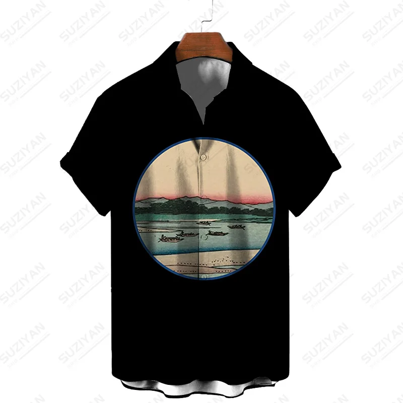 

Stripped Clothes Beach Urban Style Rockabilly Black Shirt Loose Shirt Cheap Superimposed New Arrivals Shirt Men