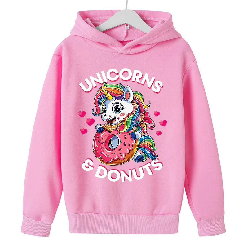 

Детская толстовка с капюшоном в виде единорога и пончиков, 2022