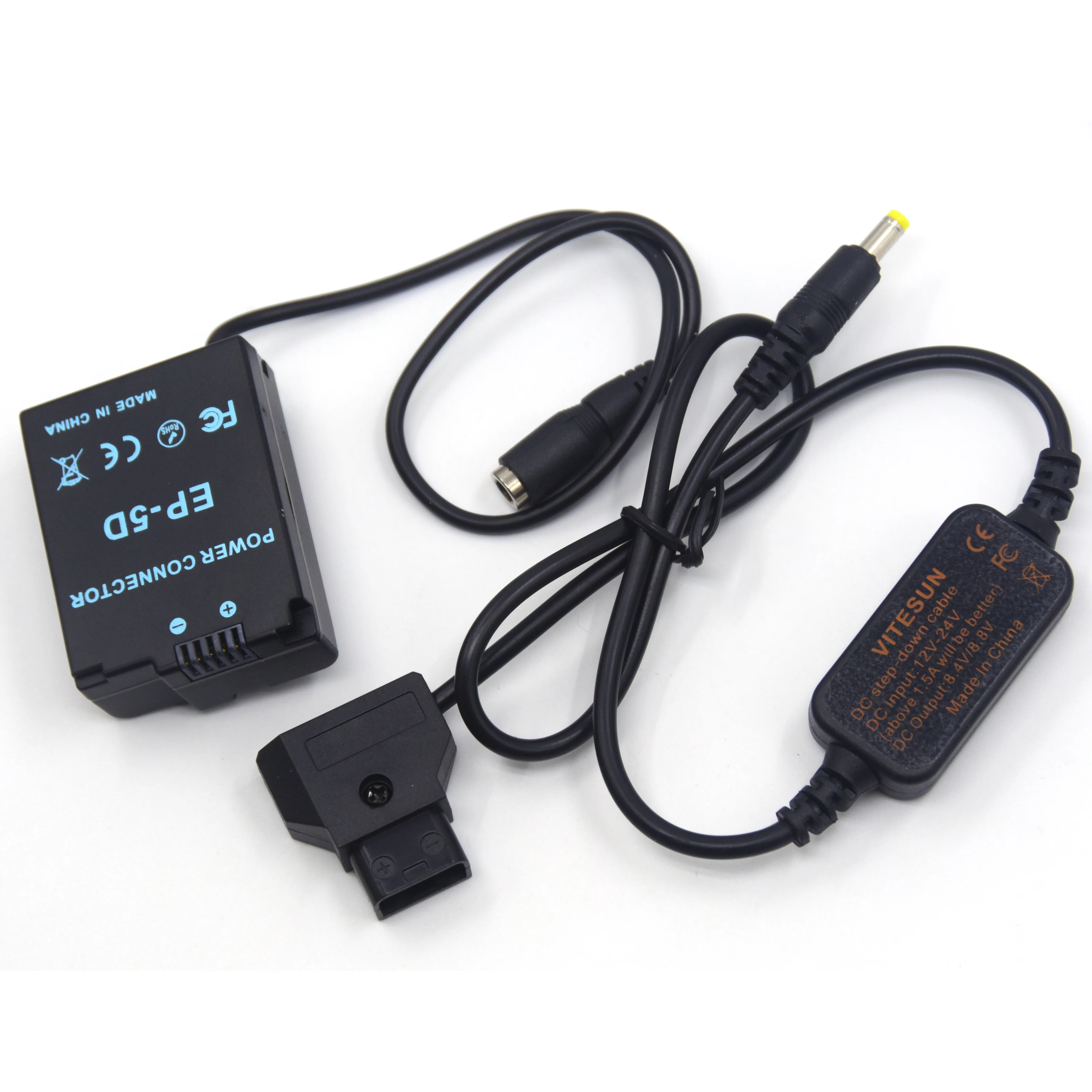 

12-24V Step-down Power Adapter Cable To D-TAP Dtap EH-5A+EP-5D DC Coupler EN-EL21 Dummy Battery For Nikon 1 V2 1V2 Camera