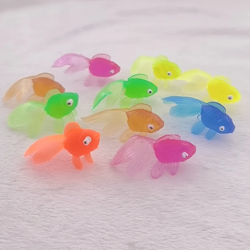 10Pcs Colorful Simulation Goldfish Model Earrings Jewelry Making Soft Rubber Gold Fish Toy Plastic Gift Toys For Kids |