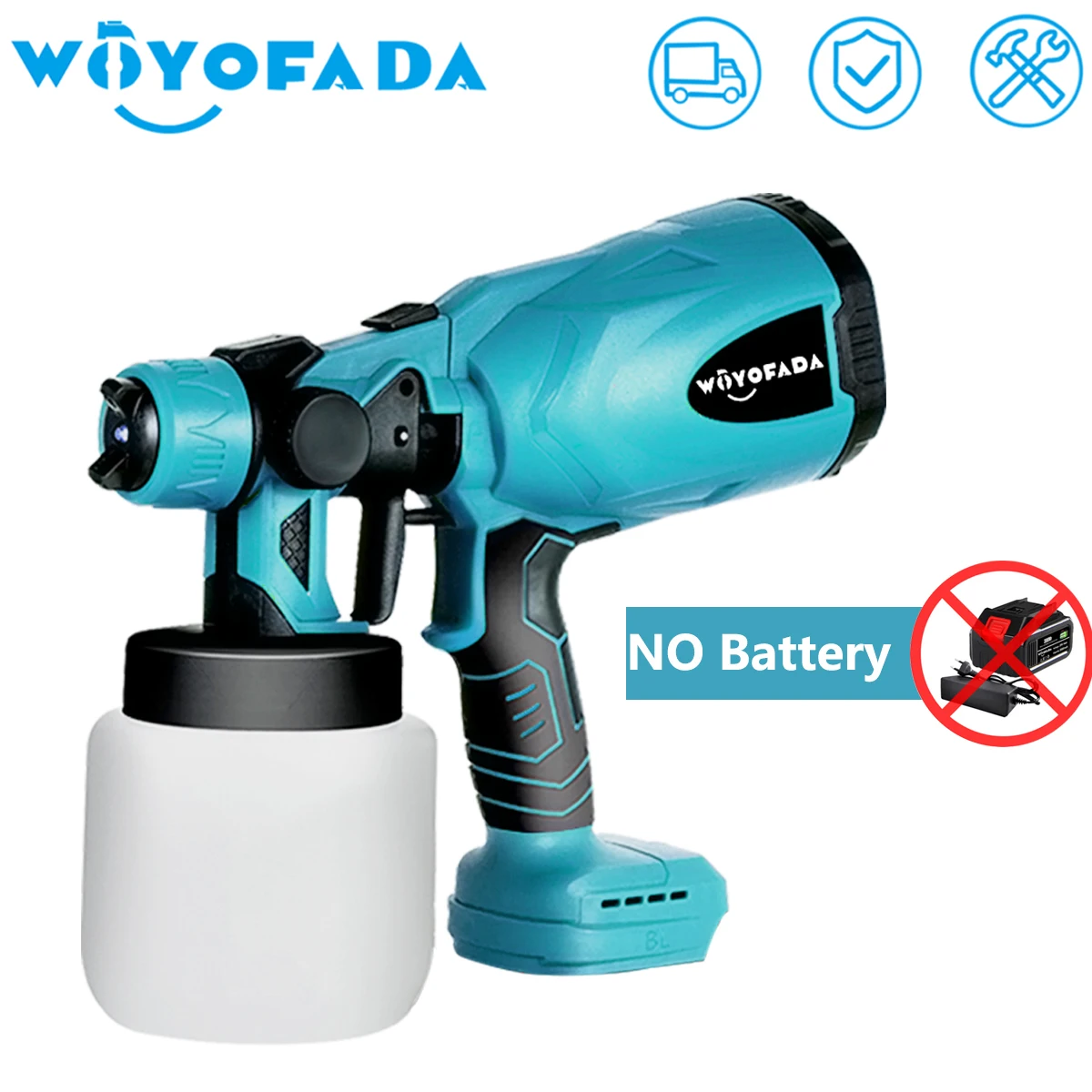 

Electric Cordless Paint Sprayer Gun for Wood Fence Furniture Cabinets Walls Fit Makita 18v Battery without Battery