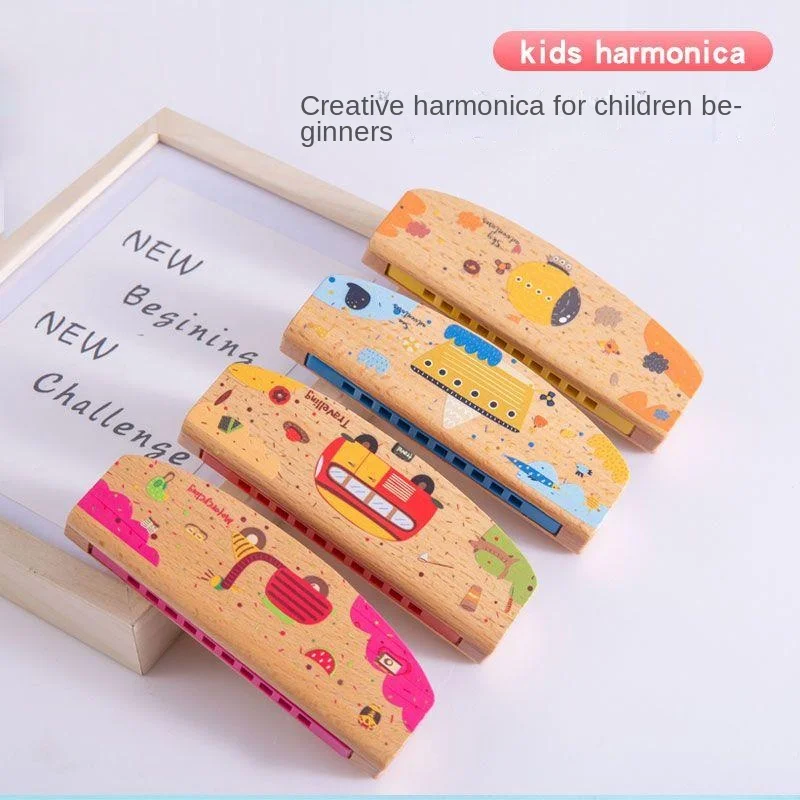 

1Pc Wooden 10 Hole Harmonica Instrument Toy 3-6 Year Old Children Early Education Musical Instruments Gifts Toy Harmonica