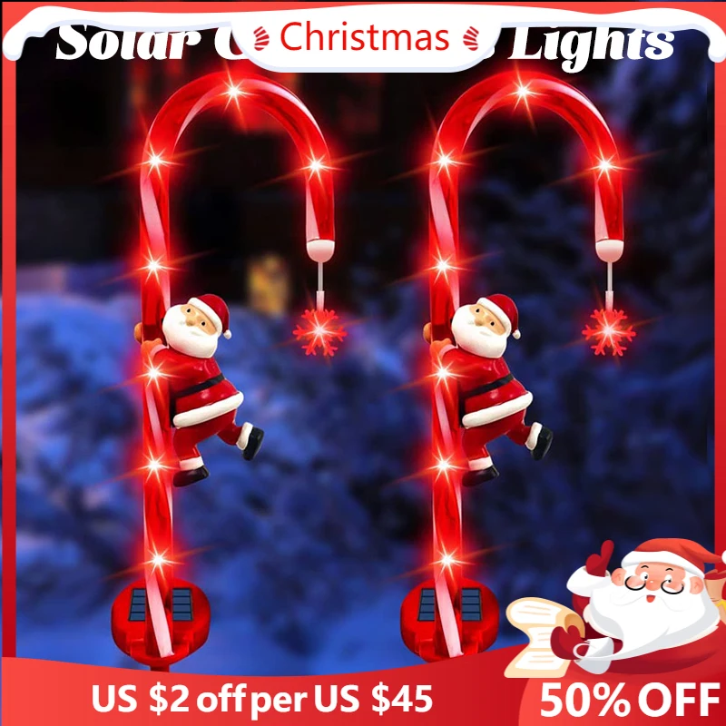 

Рождественские уличные фонари на солнечной батарее, светодиодные водонепроницаемые лампы на солнечной батарее в виде Санта-Клауса, праздничный подарок, сады, водонепроницаемая фотолампа