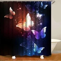 3d black purple night butterflies shower curtain abstract fairy butterfly waterproof polyester bath curtains bathroom with hooks