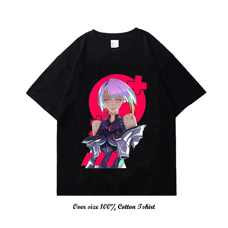 

Japońskie Anime Lucy Cyberpunk Edgerunners T koszula mężczyzna ponadgabarytowych bawełny krótki na lato, z rękawem Unisex
