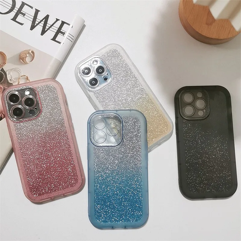 

Fashion Cute Gradual Flash Powder Shiny Girl Phone Cover Case For Iphone 14 13 12 11 Pro Max Xr X Xs Anti-fall Soft Coque Fundas