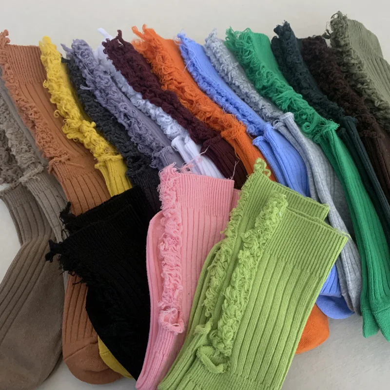 

Sexy Holes Socks Women Stocking JK Uniform Spring Autumn Free Long Stockings Candy Color Middle High School Girls Cotton Socks