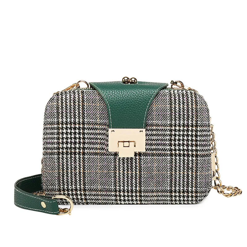 

2022 New Arrivals Women's PU Leather Shoulder Bag The New Hot Series Plaid Pattern Versatile Bag Leisure Style Girl's Chain Bag