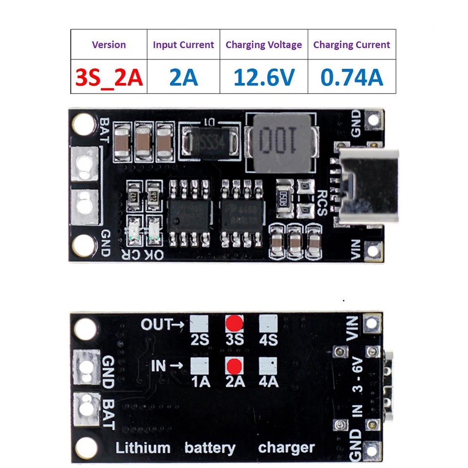 Type C BMS 2S 3S 4S 1A 2A 4A 18650 21700 3 7 V плата для зарядки литиевого аккумулятора Step-Up Boost Li-Po