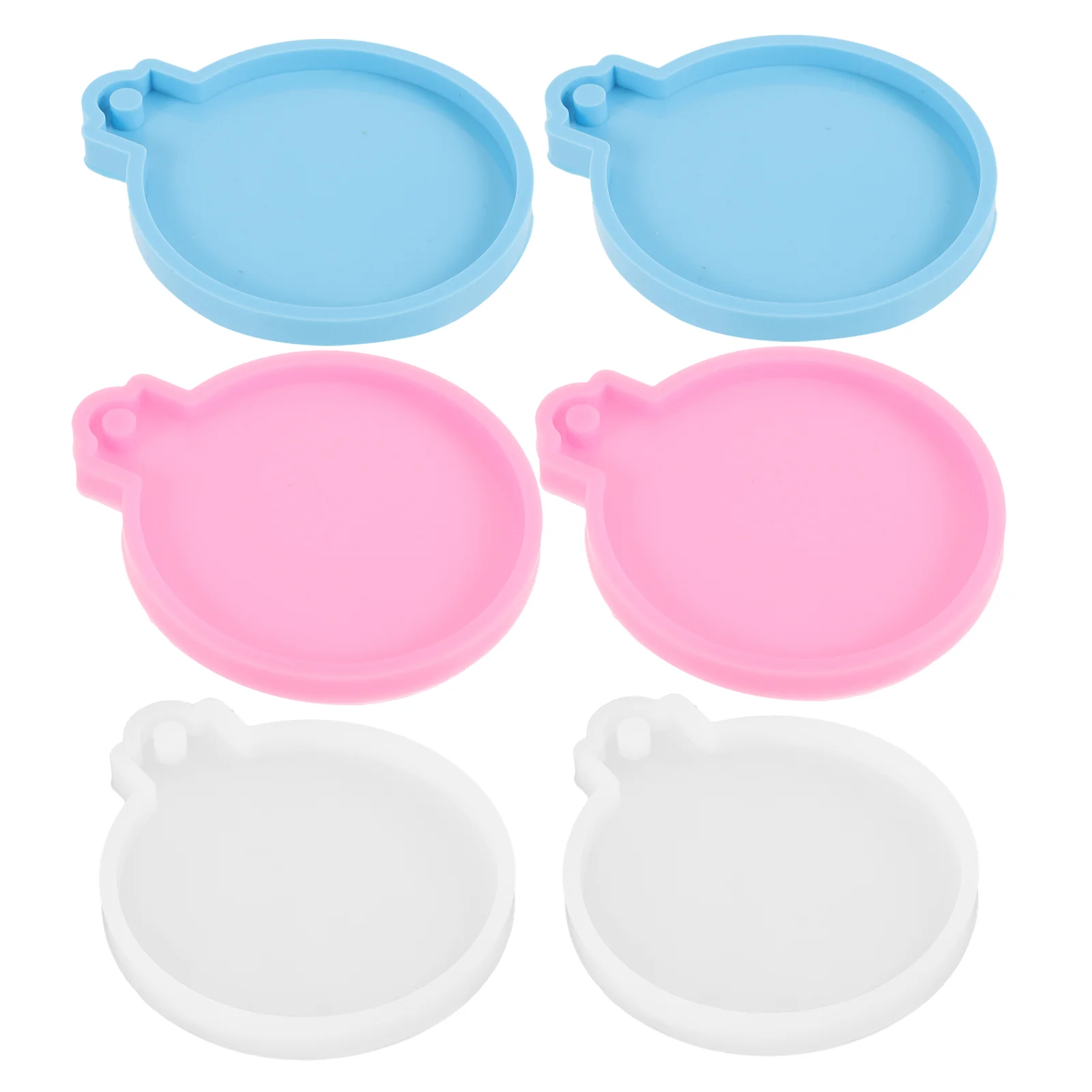 

6 Pcs Resin Moulds Earring Molds DIY Craft Key Chain Jewelry Round Shaped Casting Silica Gel Silicone