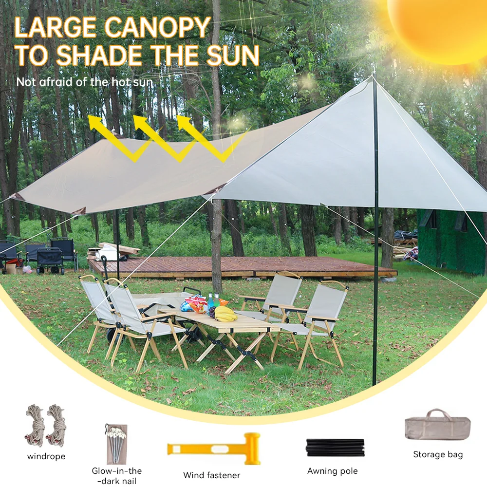 

3x3m Outdoor Awning Waterproof Tarp Tent Shade Ultralight Garden Canopy Sunshade Outdoor Camping Tourist Beach Sun Shelter