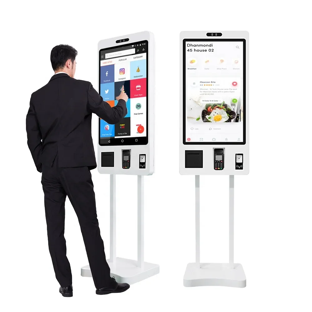 

Totem Fast Food 21.5 24 32 inch Touch Screen POS Self order Machine Self Service Payment Ordering Kiosk for KFC/Restaurants