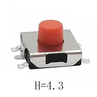 

6,2X6,2X2,5/2,7/3,1/3,4/3,7/4/4,3/5/5,5 мм 5-контактный SMD 260GF, красная тактовая кнопка, мгновенный кнопочный переключатель, монтажный переключатель печатной платы, на 50 шт.