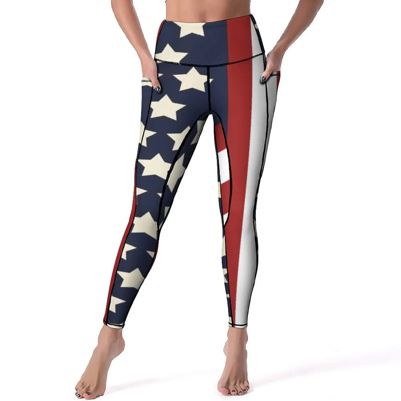 

USA American Flag Yoga Pants Patriotic Stars And Stripes Leggings Sexy Push Up Yoga Sports Tights Elastic Graphic Gym Leggins