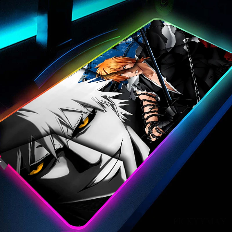 

BLEACH Large RGB Gamer Mousepad Mouse Mat Gaming Mousepads LED Keyboard Mats Luminous Desk Pads Mouse Pad For PC