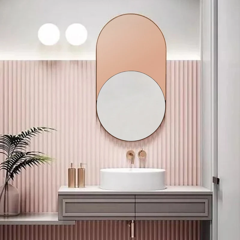 

Зеркало для макияжа в скандинавском стиле, овальное деревянное современное дизайнерское настенное зеркало для ванной комнаты, гостиной, ка...