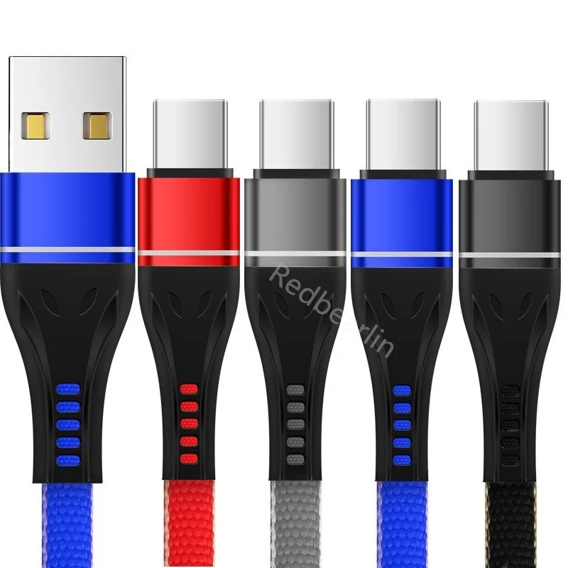 200 шт./лот 3A текстильный плетеный кабель USb Type-c Micro 1 м 3 фута для Samsung Galaxy s10 s20 Note 10 htc