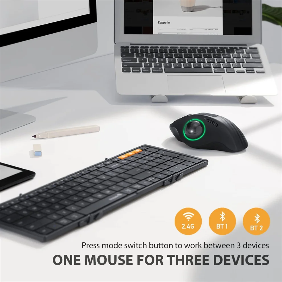Jelly Comb RGB Wireless Trackball Mouse Bluetooth +2.4G Rechargeable Gaming Ergonomic Mice Thumb Control |