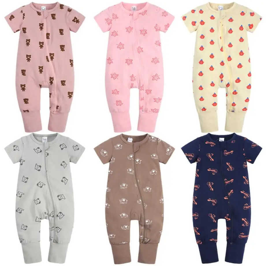 

2022 Baby Girl Boy Thin Romper Short Sleeve Newborn Infant Baby Cute Cartoon Romper Jumpsuit Soft Pajamas Summer Clothes Newest