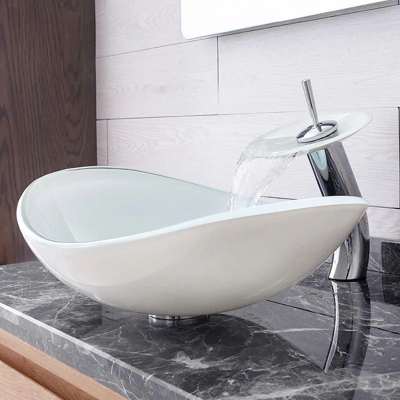 

Simplicity Modern Super White Color Stand Alone Glass Sinks Wash Basin Bathroom Designs Above Counter Vanity Basin