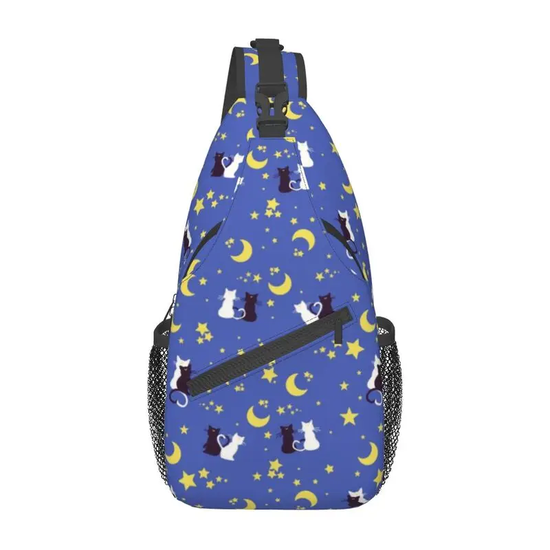 

Moon Sailors Sling Chest Crossbody Bag Men Casual Moon Kitties Shoulder Backpack for Travel Cycling