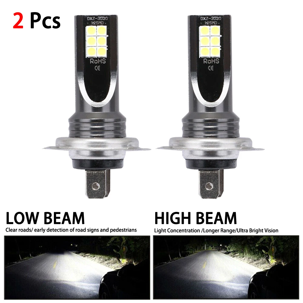 Купи 2Pcs H7 LED Car Fog Light Bulbs Kit Conversion Globes Bulbs Beam 6000K 10000Lm Headlight Driving Lamps Car replacement parts за 109 рублей в магазине AliExpress