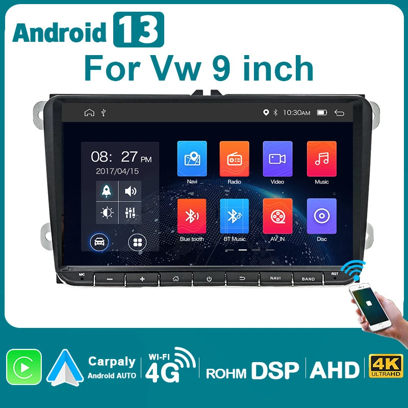 2 DIN Android 13 Автомобильный Радиоприемник Для Volkswagen VW Golf Polo Passat SKODA Octavia SEAT С Carplay Bluetooth