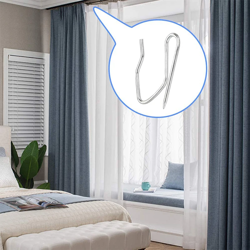 

XIANMU 10 Pcs Metal Curtain Hooks Pins Stainless Steel Pin-on Hooks for Window Curtain Shower Curtain Door Curtain Hook