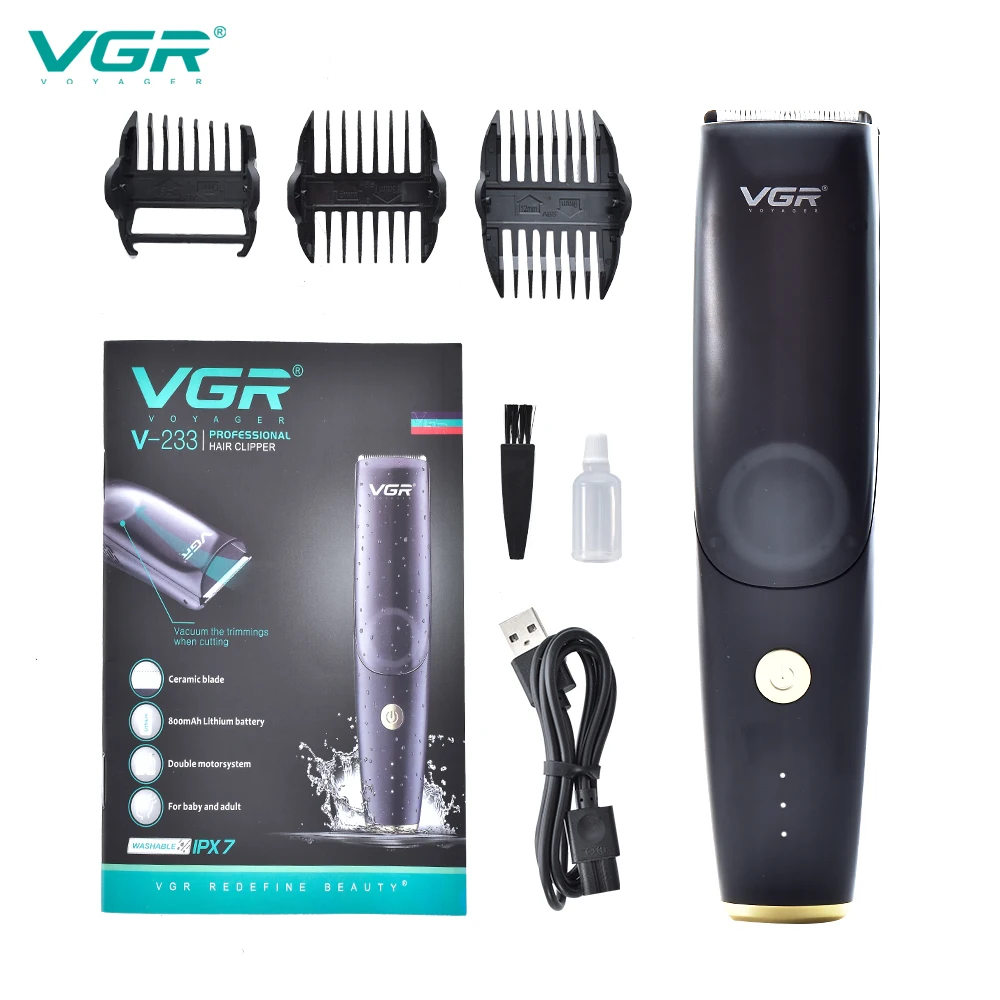 

VGR Barber USB Charged Portable Trimmer Silent Barber Pusher Shaving Whole Body Washing Electric Push Shear V-233