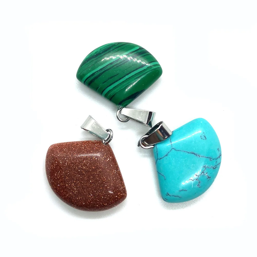 Кулон из натурального камня в форме веера для ожерелья 20x22 мм