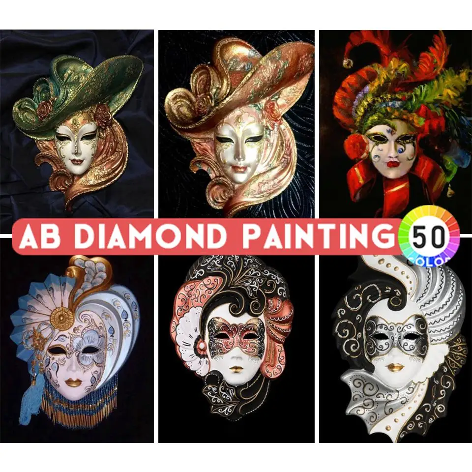 

Набор для алмазной вышивки с маской AB Drill DIY 5D, картина с изображением портретной маски, мозаика, подарок, Набор для вышивки крестиком, хобби д...