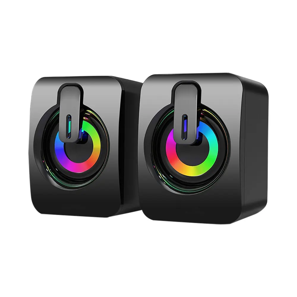 

Computer speaker, computer speaker, wired USB high-fidelity stereo microphone with LED light, suitable for desktop computer, 1 p