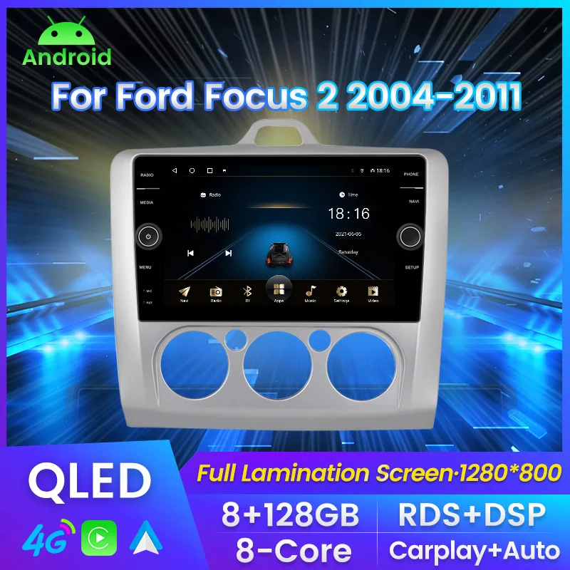 Автомобильный радиоприемник Android11 для Ford Focus 2 3 Mk2 Mk3 2004 2005-2011 мультимедийный плеер