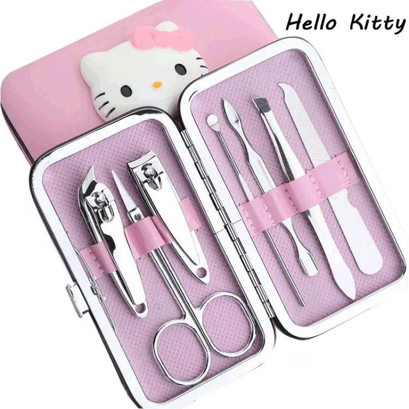 

7Pcs/set Kawaii Sanrios Nail Clipper Set Cute Hello Kittys Cartoon Creative Nail Clipper Set Box Toys for Girls Gifts