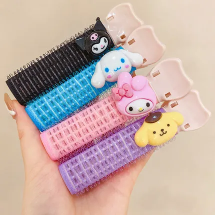

Kawaii Melody Kuromi Cinnamoroll Pompompurin Natural Hair Clip Curly Bangs Styling Clip Hair Root Fluffy Artifact Girls Gifts